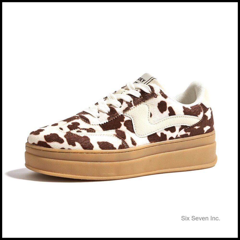 Platform Sneakers Chunky Sole Retro Walking Shoes Casual Suede Faux Leather